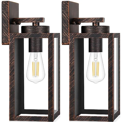 Image of BesLowe Outdoor Wall Light Fixtures, Outside Porch Lights, Distressed Brown
