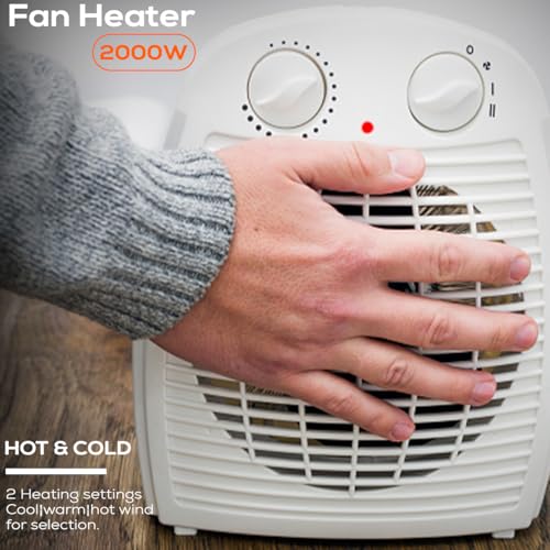 Fan Heater Electric Heater Portable Heater with Overheat Protection & 2 Heat Settings 2000w Electric Heater Low Energy Efficient Room Heater Space Standing Heaters For Home Office - Cosy Home Interiors Fan Heater Electric Heater Portable Heater with Overheat Protection & 2 Heat Settings 2000w Electric Heater Low Energy Efficient Room Heater Space Standing Heaters For Home Office - Image 2