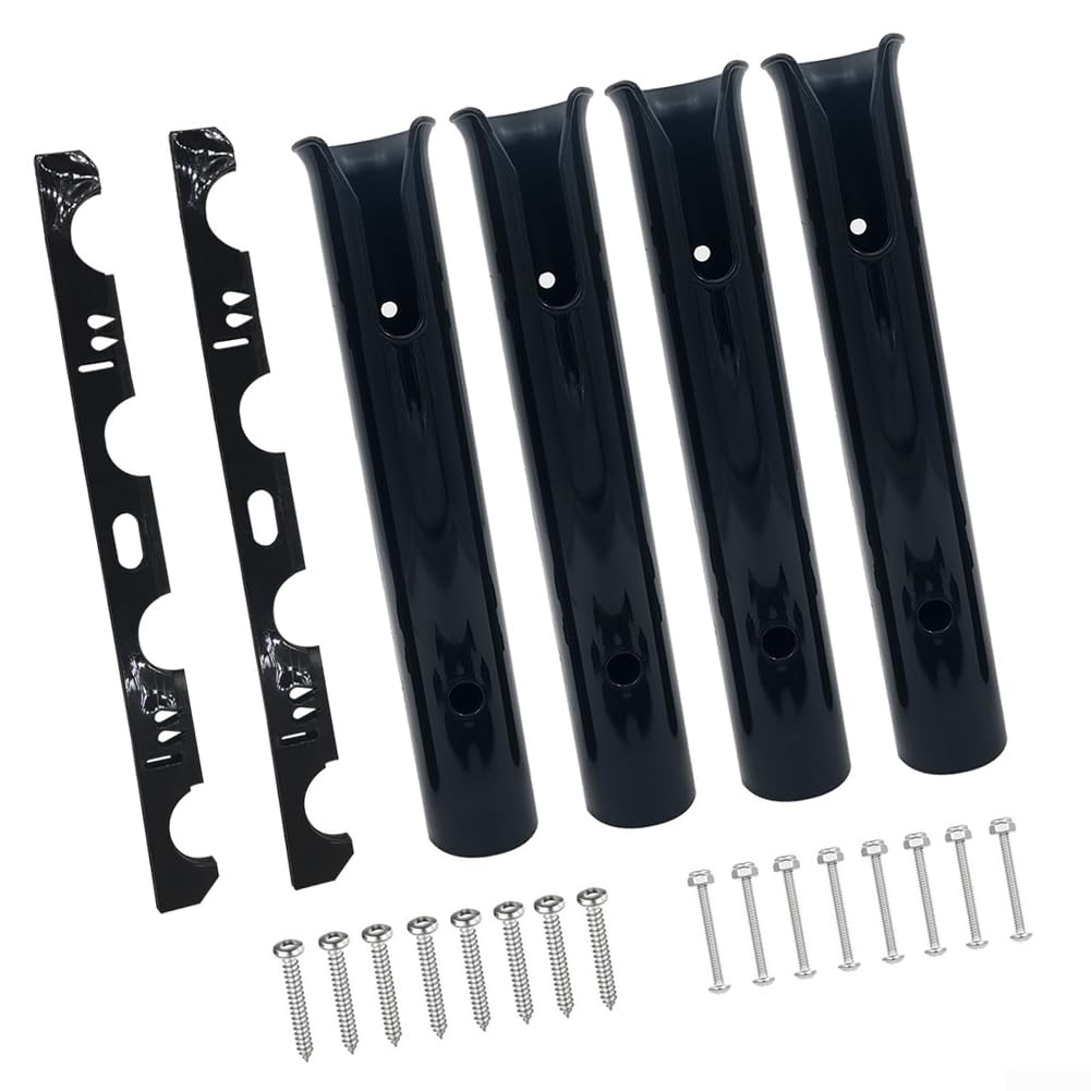 Supporto per canna da pesca a 4 montanti per barca e yacht, in plastica resistente, con viti, compatto per attrezzatura da pesca kayak, 475 x 305 mm