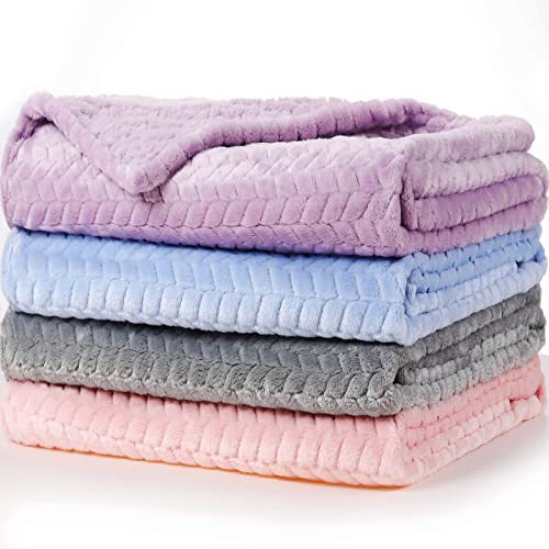 Image of 4 Pcs Baby Girl Blankets, Plush Flannel Baby Blanket, Soft and Warm Throw Blankets for Newborn Infant and Toddler, Fleece Blanket for Crib Stroller (30 x 40 Inch)