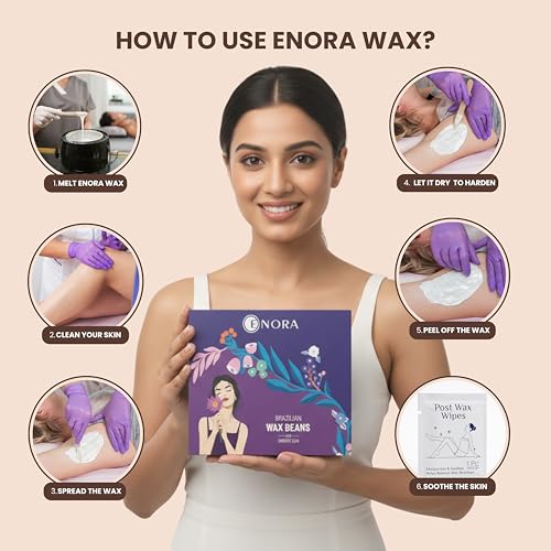 Image of ENORA Brazilian Face Wax for Women | India's 1st Liposoluble Stripless Wax | With Spatula | Natural Ingredients | For Upper Lips, Chin, Cheeks & Hairline (250 g, WHITE CHOCOLATE)