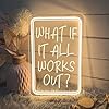 What if It All Works Out Neon Sign 3D Art Carving Design Indoor Bedroom Led Neon Signs Backdrop Flex Christmas Party Business Shop Window Wedding Living Room Birthday Gift(Warm White,USB,30×20CM) #3