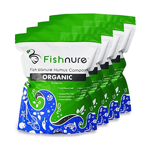 Fishnure 32 pounds Odorless Organic Humus Compost Fish Manure Fertilizer - OMRI listed - sustainably sourced with living microbes for Potted plants, Indoor plants, Herb gardens , Vegetable gardens, Flower gardens, and fruit gardens