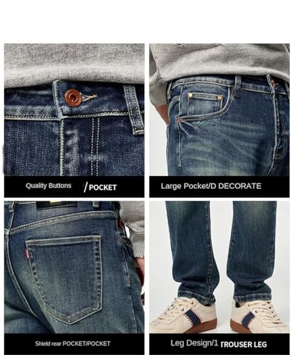 Men's American Fashion Washed Denim Ripped Slim Straight Jeans2