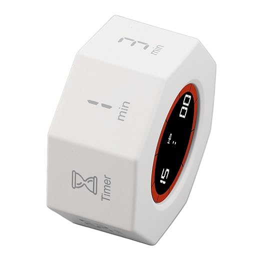 Temporizador de Produtividade em Cubo Octogonal Recarregável com Sensor Contagem Regressiva Predefinida e Personalizada para Tarefas Trabalho Estudo Cozinha