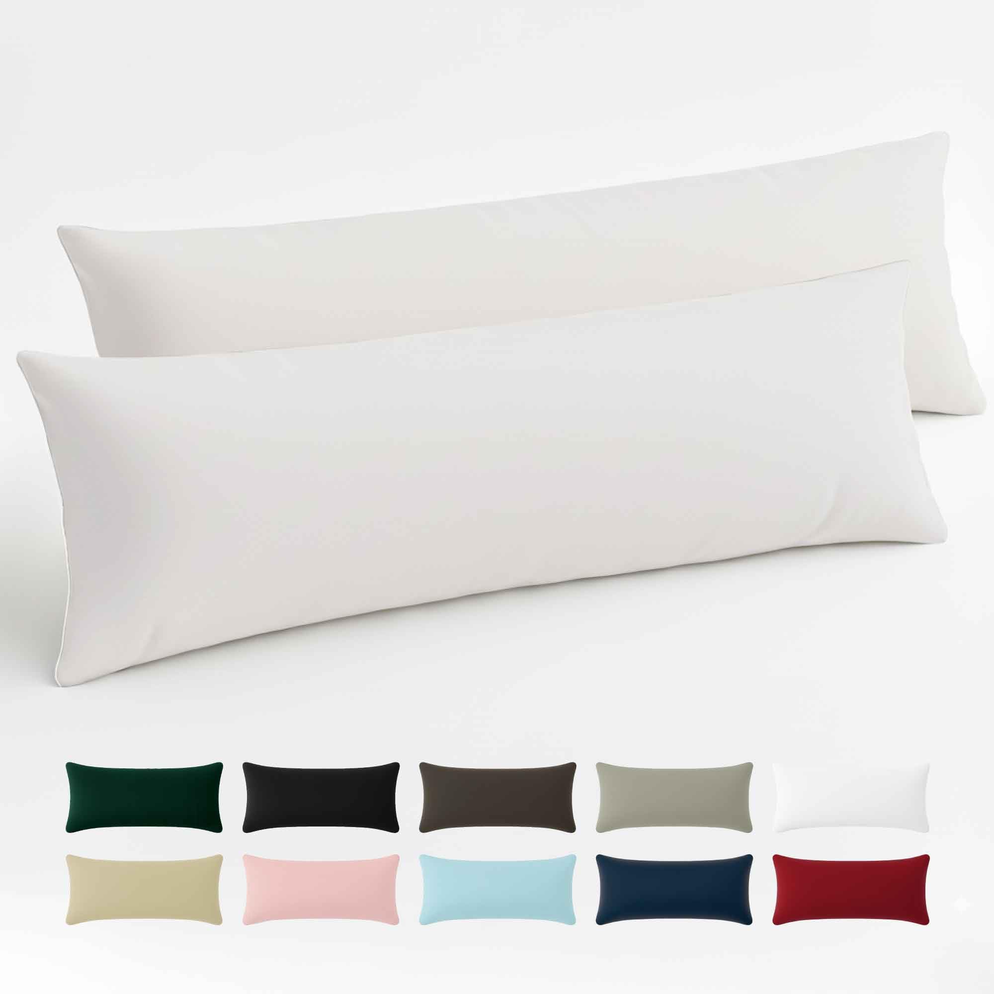 Federe 40x145 Cotone Rinforzato (Set da 2) - Bianco - Trama Fitta a 57 Fili/cm² - Federe Cuscini 40x145 cm - Federe Cuscino 40x145 Certificate Oeko Tex - Dreamzie