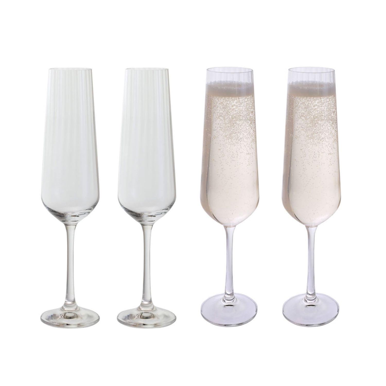 Dartington Crystal Cheers! Optic Champagne Flute, 350ml – Set of 4 Glasses