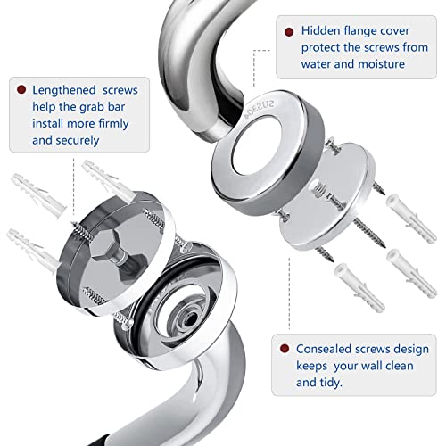 12 Inch Grab Bars For Bathroom, Stainless Steel Shower Grab Bar Handle With Anti-Slip Rubber, Brushed Chrome Bathroom Balance Bars Safety Handicap Support For Seniors Elderly Assist Bath Handle 2 Pack #TOP5