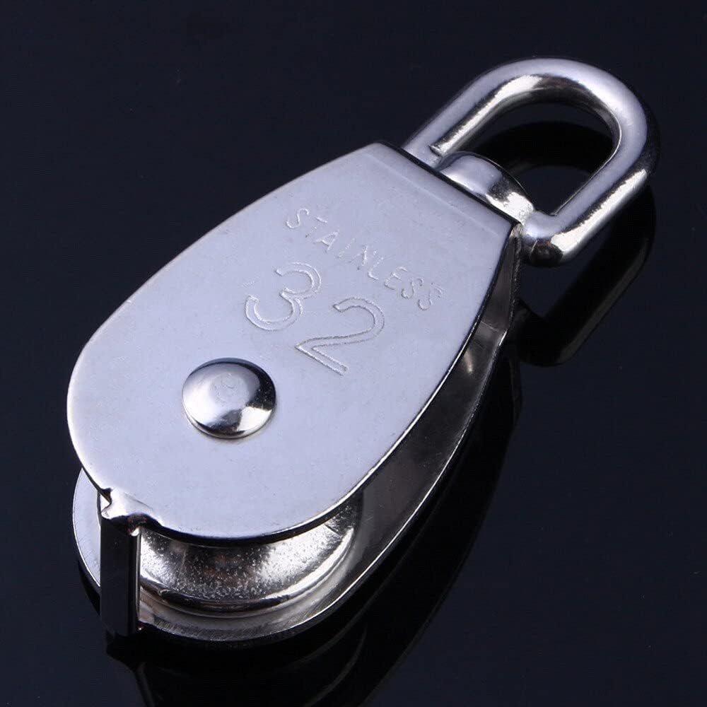Krążek linowy Pulley wheel，,1Pc Stainless Steel M32 Pulley Block Heavy Duty Single Wheel Swivel Lifting Rope Pulley for Wire Rope