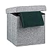 Produktbild Relaxdays Faltbarer Sitzhocker, Sitzcube als Fußablage, Sitzwürfel aus Leinen, Deckel zum Abnehmen, 38x38x38 cm, grau