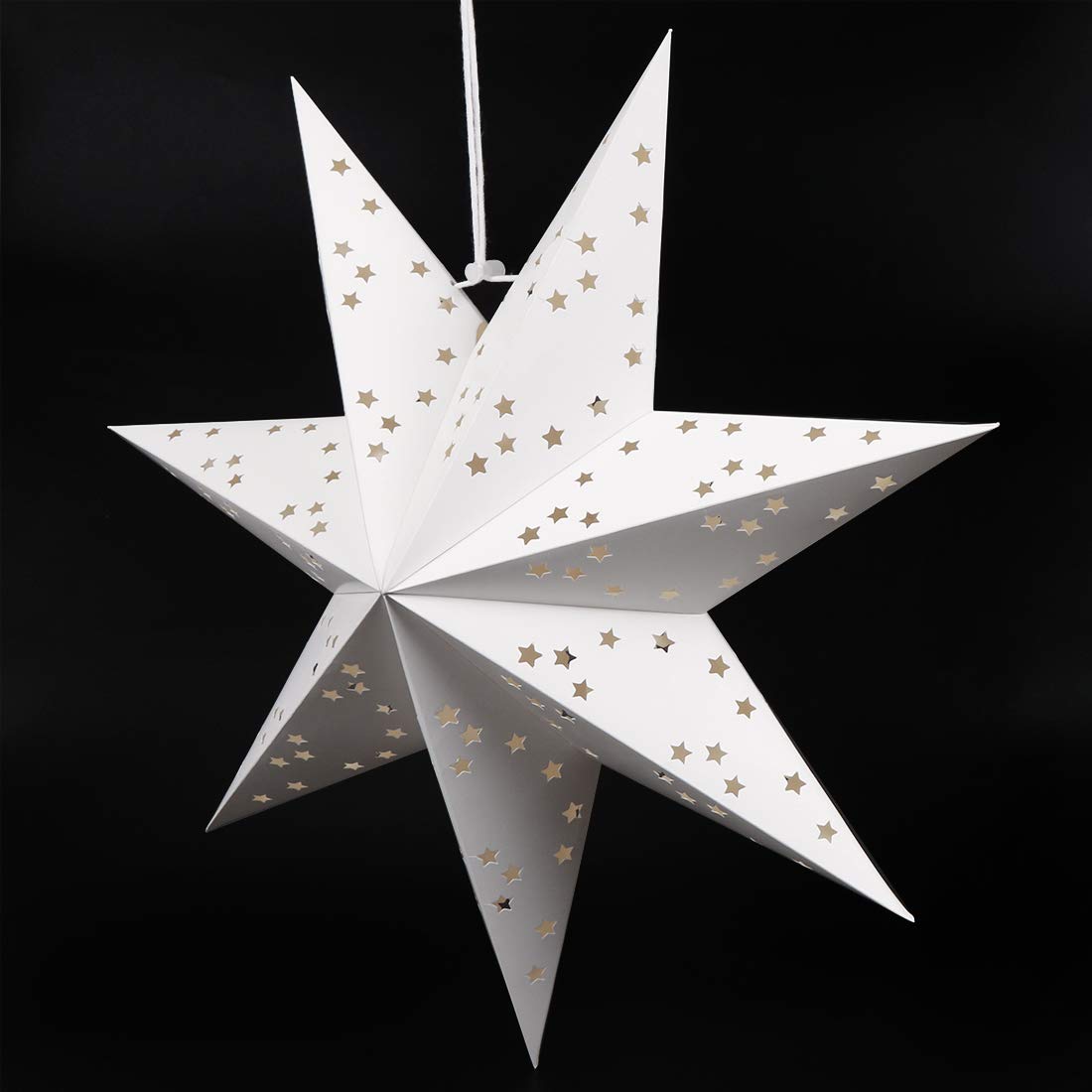 Wishstar Linternas Papel Estrella Navidad, Estrella Diámetro 45 cm Plegables Ahuecan Colgantes Linternas para Decorativas de Fiesta de Navidad Habitaciones, Cumpleaños y Bodas (Blanco 1pcs)
