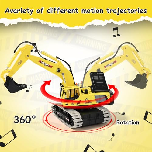 Image of kolegend Remote Control Excavator Toy 16 Inch, 11 Channel RC Construction Vehicles Hydraulic Haulers Digger Toys Gift for 6+ Years Old Kids Boys