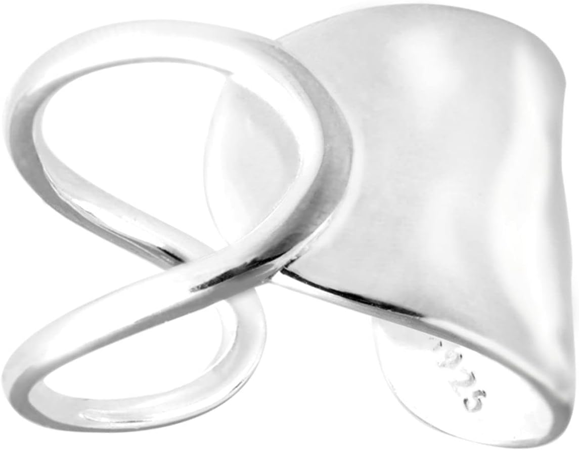 925 Sterling Silver Dainty Wide Ring, Perfect for Women and Teen Girls, Adjustable, Handmade 925 Sterling Silver Band Ring