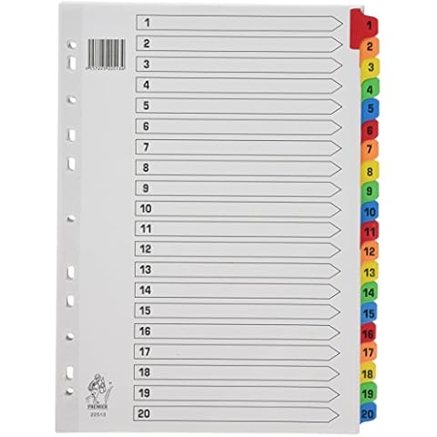 Rexel Mylar A4 1-20 Index White Colour Tab Cover