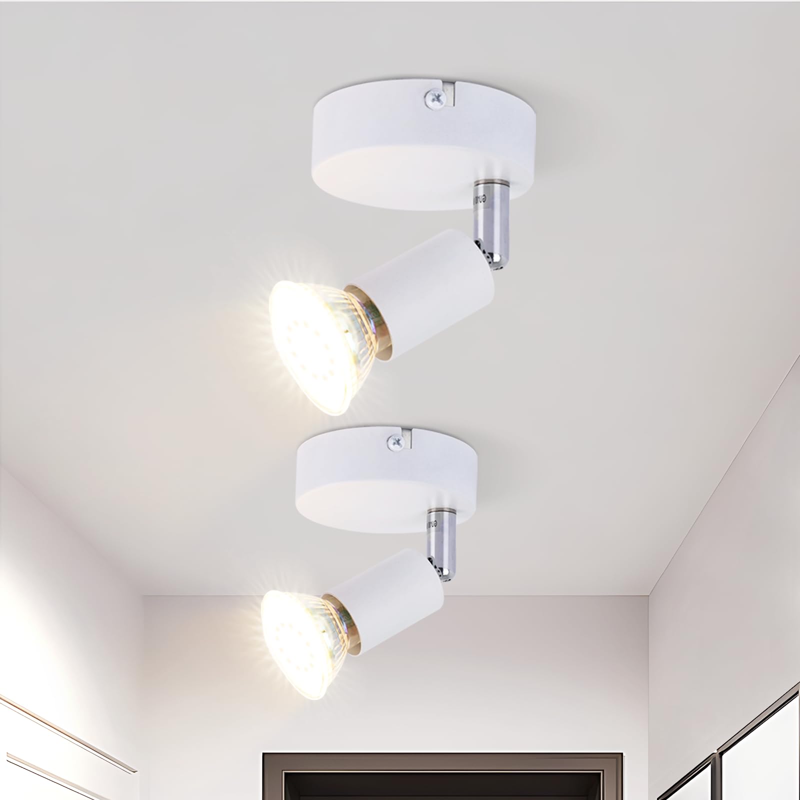 Glitzerlife LED Deckenstrahler 1 Flammig Weiß - 2ER Deckenlampe GU10 Deckenleuchte Flur Modern für Schlafzimmer Badezimmer Küche Büro Wohnzimmer (Ohne Leuchtmittel)