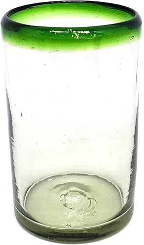 Miniatura 2 de Vasos para beber con borde verde esmeralda de 14 onzas (juego de 6), vidrio reciclado, sin plomo, sin toxinas (beber)