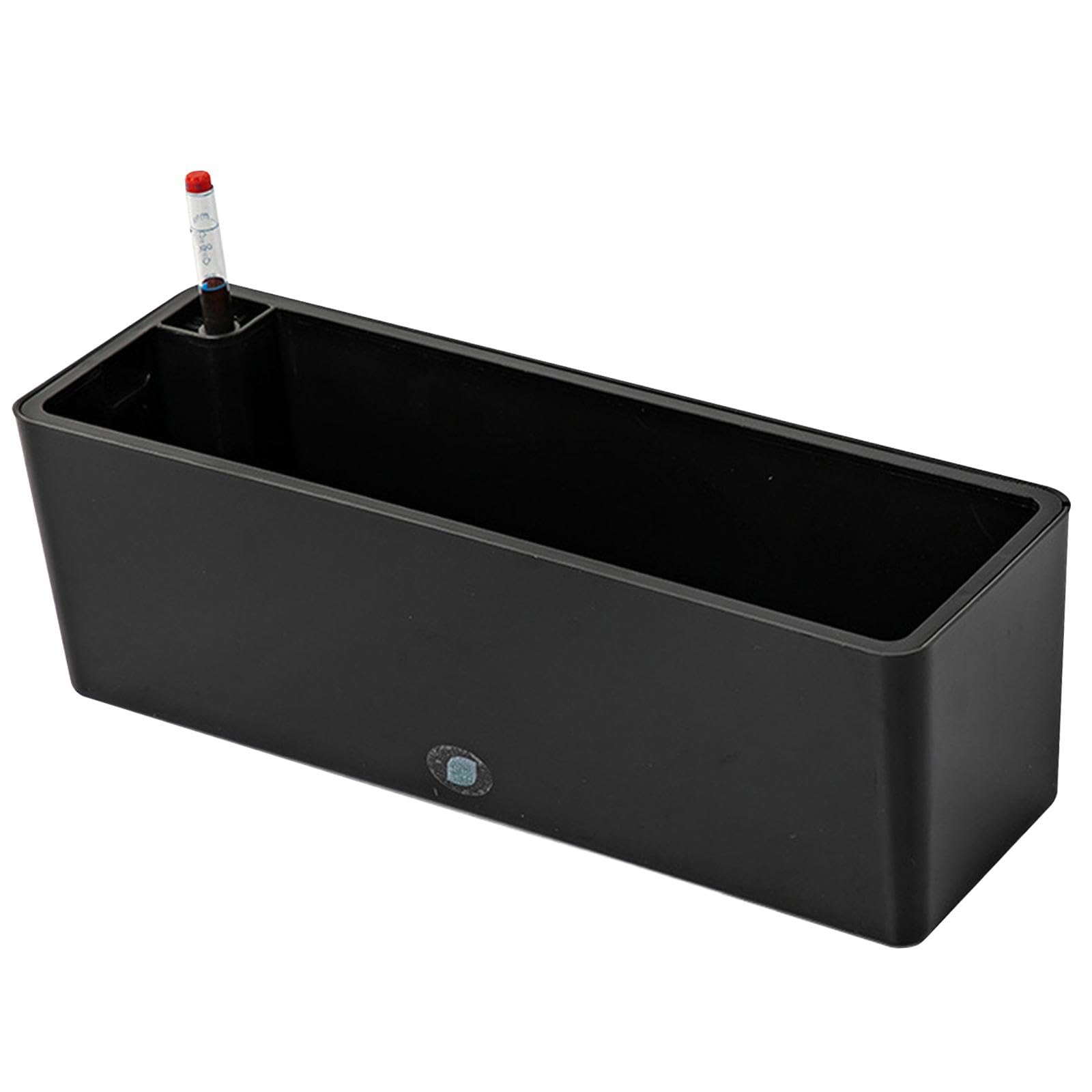 KESOTO Rectangle Self Watering Planter with Water Level Indicator, Plastic Self Watering Flower Plant Pot with Drainage Hole, Table and Window Box Planter Trough for Indoor Balcony Plants, Black