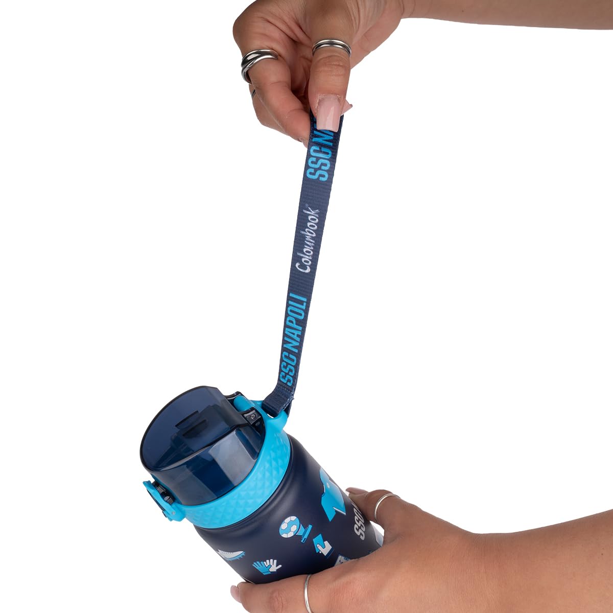 Colourbook Borraccia Termica Bambini 400 Ml Napoli Ufficiale, Acciaio Inox, 12 Ore Caldo Freddo, Beccuccio Silicone, Per Scuola Asilo Sport Piccoli Tifosi (Blu)