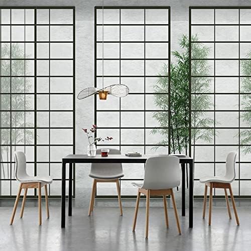 Reocahoo Lattice Door Bamboo Forest Art Print Wall Mural, Japanese Style Background Wallpaper Mural, Durable Aging Resistance Yoga Tea Room Decoration Wallpaper Paper-59x39.4 '' (WxH)
