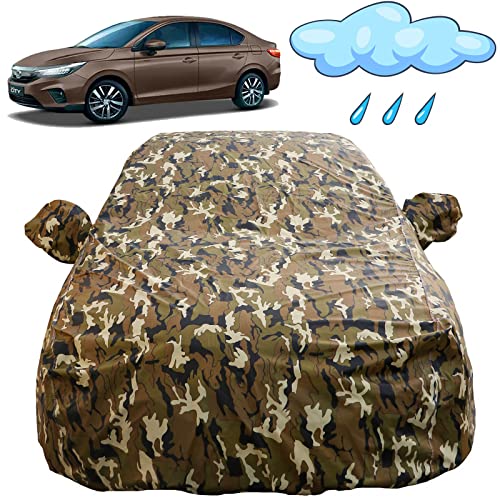 Image of City Idtech Waterproof Car Cover with Mirror Pockets, Camouflage Design, Non Woven Fabric,Triple Stitched, Compatible with Honda City Idtech Car Cover (2014 to 2019), City Idtech Car Accessories