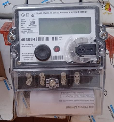 Image of L&T (Larsen & Toubro Limited) Single Phase NET Meter LCD Display 10-60A, Solar Meter, Watts Hour Meter, Whole current Meter, Digital Energy Meter