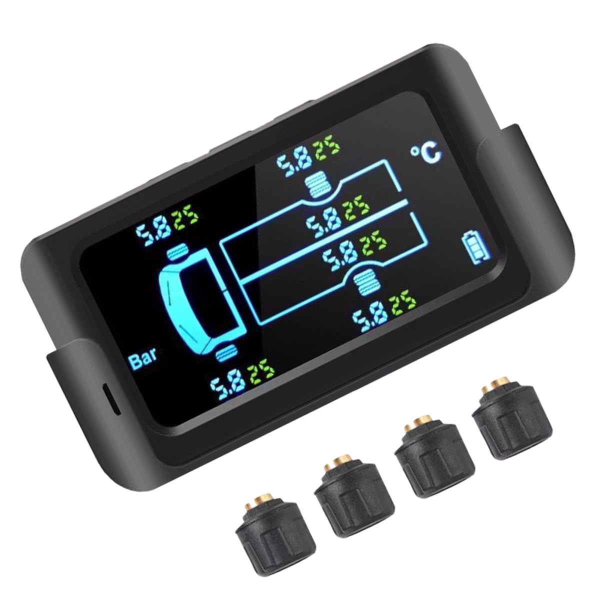 Cabilock Sistema di Monitoraggio Pressione Pneumatici e Sensori Esterni 4 Pneumatici Solare Display a Colori, Ricarica Solare per Camion e Auto