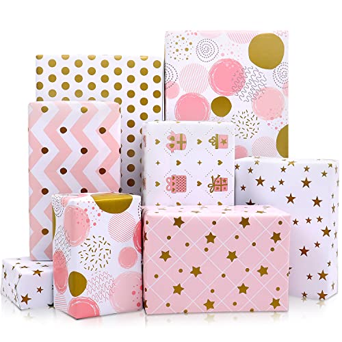 Feuille d'or métallique papier cadeau rose luxe MAMUNU pour fête