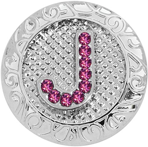Pink Letter J Snap Charm (Standard 18mm Size)