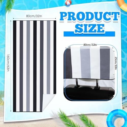 Image of 2 Pack Car Seat Towel Cover with Storage Bag, Black Vertical Stripes | 63 x 32 in Car Towel Seat Cover Non Slip Waterproof, Gym Workout Swimming Running, Machine Washable Sweat Absorbent Protector