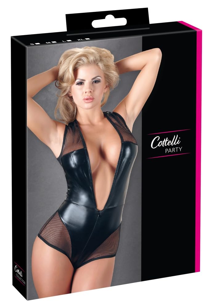 Cottelli Collection Small Black Wetlook Body with Mesh