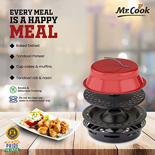 Image of MR COOK By United Metalik Gas Oven Tandoor | A Combination of Oven and tandoor | 4-Pieces | Red and Black | 1 Year Warranty