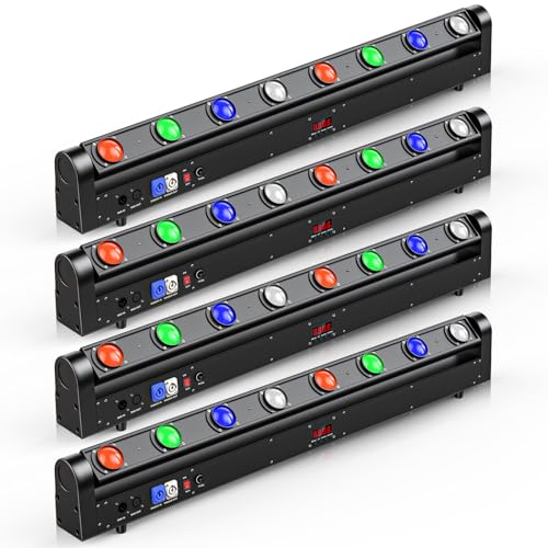 Image of Moving Head DJ Light Bar,120W RGBW 4IN1 LED Stage Light DJ Lights Bar Strobe Effect 180 Tilt Professional DMX & Sound Activated for Wedding Church Disco Live House Uplighting-4PC