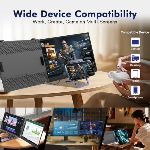 Image of Blackview Laptop Screen Extender 14 inch FHD IPS, 1.3lbs 0.17 inch Ultra-Slim | 4.5mm ultra-slim, 14 inch 1080 FHD IPS, 180 rotate, dual-screen, plug & play, USB-C /HDMI, works with Mac /Windows /Android /Switch