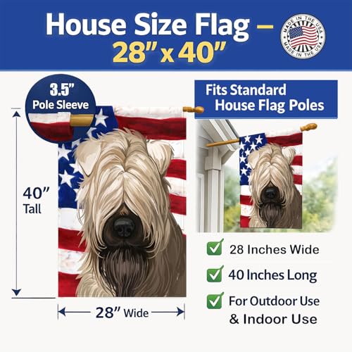 Wheaten Terrier American Flag pavillon en toile grand format pour façade et devanture de maison - 5