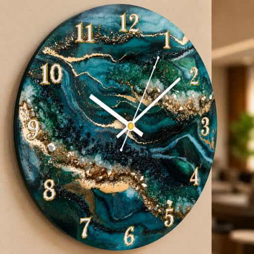 Ingo Creation 40CM Acrylic Wall Clock, Teal Green & Blue - Image 3