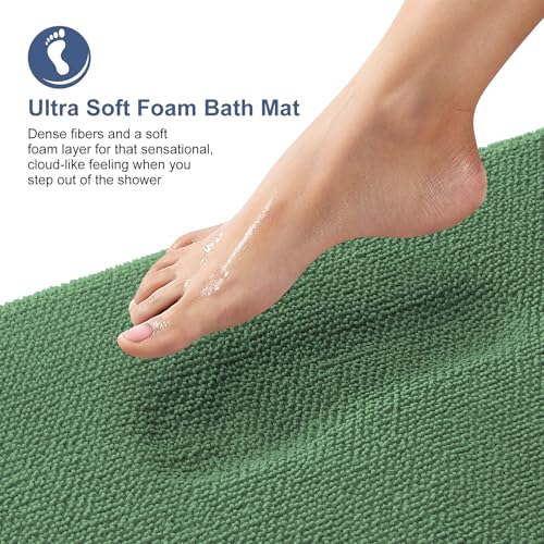 Image of OLANLY Thick Memory Foam Bathroom Runner Rugs 59x24, Extra Soft Absorbent Long Bath Mats, Quick Dry, Non-Slip, Machine Washable Mats for Bathroom, Tub and Shower, Home Decor Accessories, Olive Green
