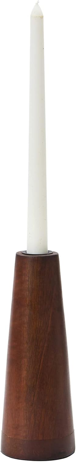 Bloomingville Cone Shaped Mango Wood Taper Candle Holder