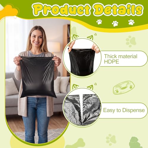 Image of Sherr 75 Rolls 15000 Count Dog Waste Bags Dog Trash Bags Leak Proof Pet Doggie Poop Roll Waste Thick Plastic Bag for Home Park Outdoor Travel Pet Supplies (Black)