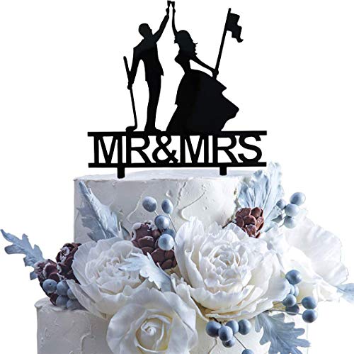 Golf Lover Wedding Cake Topper, Mr & Mrs Cake Topper, Golf Wedding Toasting Bride And Groom Cake Topper, Anniversary Cake Topper #TOP3
