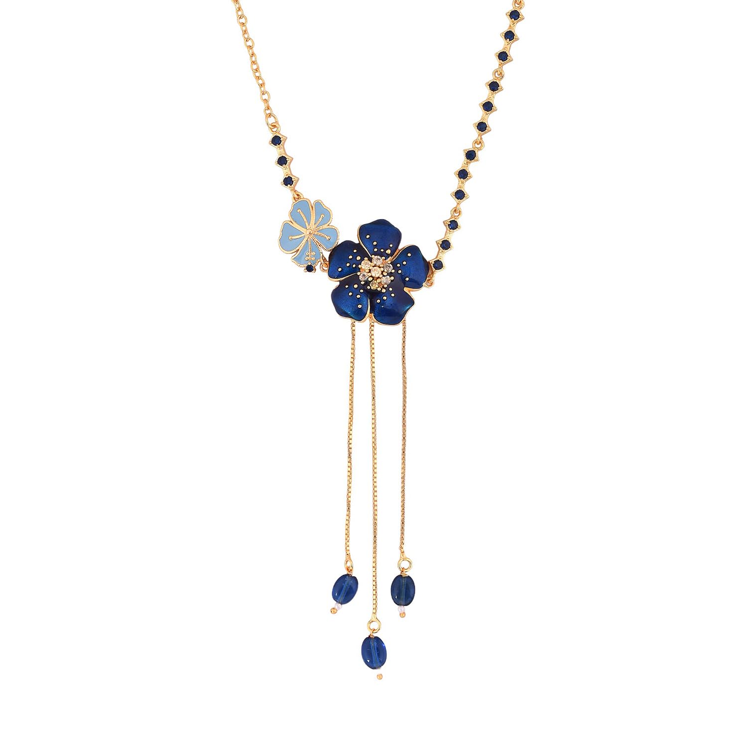 voylla Flower Fantasy Sapphire Bloom Choker Necklace|Choker Necklace For Women|Summer|Floral|-picture-23