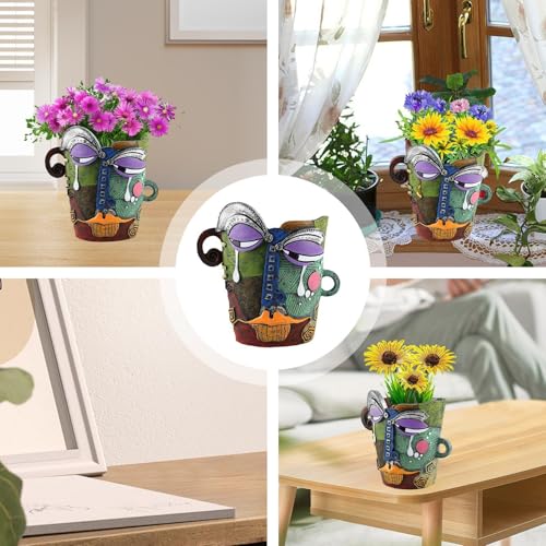 Pot de fleurs en forme de tête pour décoration de table basse créative - 5
