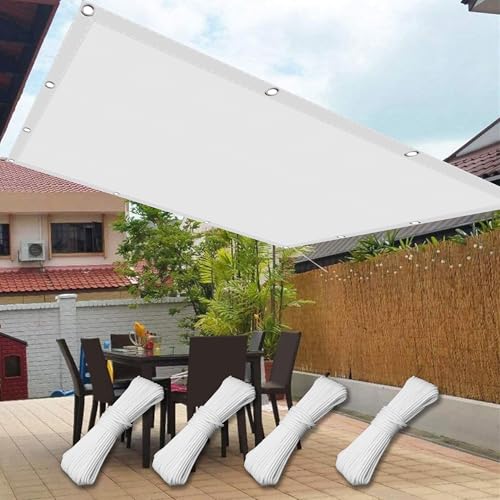 Filet d'ombrage haut de gamme blanc 2.6 x 4 m polyester résistant avec cordons - 2