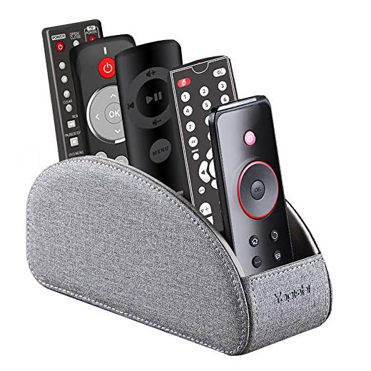 TV Remote Control Holder with 5 Compartments,Pu Leather Remote Caddy/Box/Tray Bedside Table Desk Storage Organizer for DVD, Blu-Ray, Media Player, Heater Controllers and Cosmetics Office Supplies