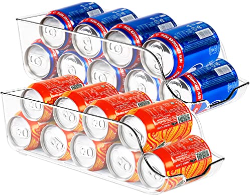 KICHLY Range Canette Frigo (2 Packs) - Empilable et Peu Encombrant - Distributeur de Canettes de Soda Pour le Garde-Manger, Le Réfrigérateur, Le Congélateur et La Buanderie (Clair)