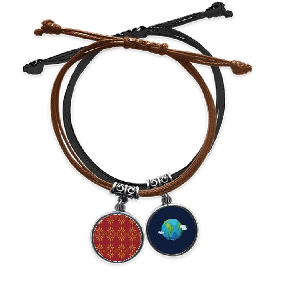 Pulsera de Tailandia con patron decorativo rojo y oro el regalo ideal de joyeria de cuero artesanal 3