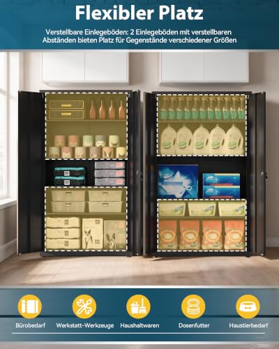 Aktenschrank, Mehrzweckschrank, Stahl-Aufbewahrungsschrank, 5 Ebenen Büroschrank, Werkstattschrank, 180 x 80 x 40 cm, Schwarz – Ansicht 5
