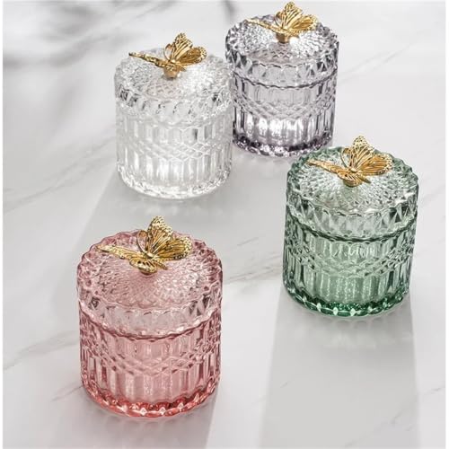 Tarro de cristal con mariposa para organizar algodones en el tocador 6