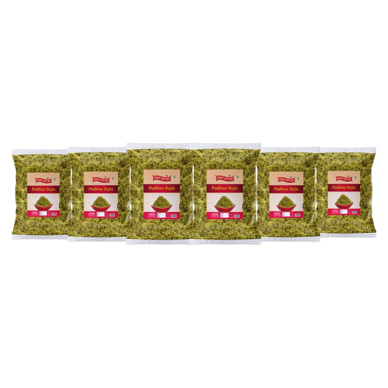 Image of OKHLI MUSAL BRAND Putiha Bhujia Bhujiya Namkeen Snack | Marwar Rajapuri Aloo Poodina Mint Bhujiya Bhujia | Festive Season Crunchy Munchy Snack Alu BHUJIYA BHUJIA Namkeen Savoury Snack-1Kg*6Pack