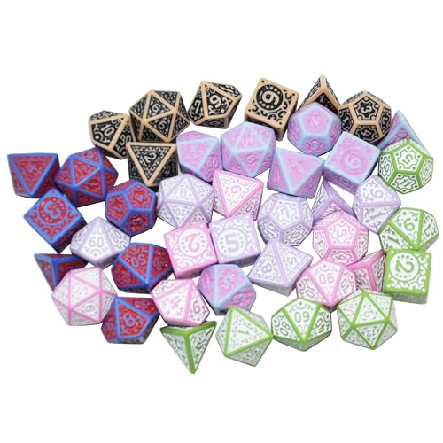 SmartDealsPro Retro Polyhedral Dice Sets with Pouches for D&D DND RPG MTG Dungeon and Dragons Table Board Roll Playing Games D4 D6 D8 D10 D% D12 D20 - Thumbnail 3