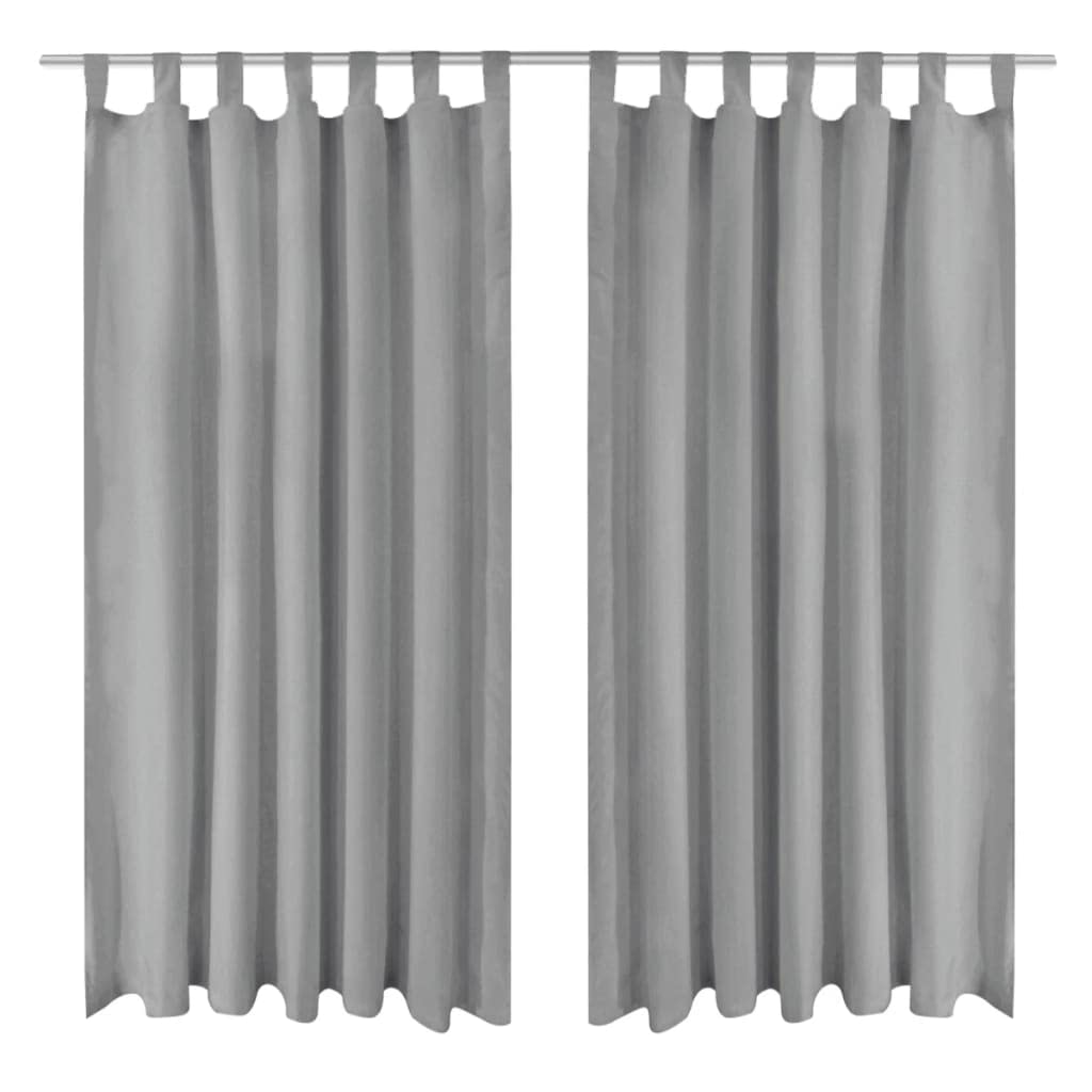 Zasłony z mikrosatyny, zestaw 2 sztuk, szare, 140 x 225 cm, ochrona przed wzrokiem, ochrona przed słońcem, do salonu, sypialni, biura, z uchwytem marszczącym, dekoracja okienna
